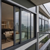 Puertas y Ventanas Corredizas de Aleación de Aluminio, Insonorizadas, Doble Acristalamiento, Rotura de Puente Térmico, Diseño Moderno, Calificadas por Energy Star, para Cocina y Hotel