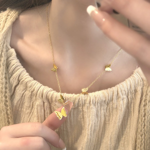 Fashion Trend Stainless Steel Butterfly Necklace with 18K <b>Titanium</b> Steel Clavicle <b>Chain</b> Light Luxury INS Inspired Jewelry - Product Image 4