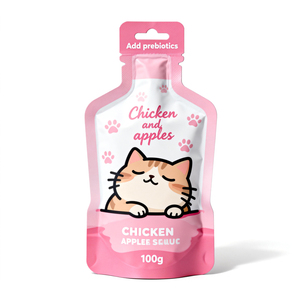 Sachet rétractable irrégulier en aluminium imprimé par gravure, haute barrière, avec ouverture facile, pour friandises pour chats enrichies en prébiotiques - Product Image 1