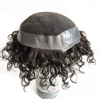 Australie Style peau transparente dentelle suisse afro cheveux bouclés cheveux humains hommes toupet avec sur mesure