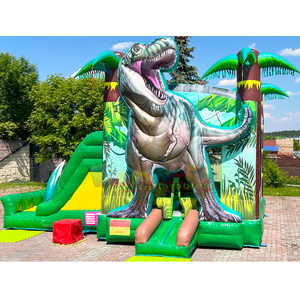 Wet or dry <b>inflatable</b> T rex bounce <b>house</b> with slide combo bouncer kids commercial outdoor bouncing castle - Product Image 1