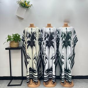 Vestido Africano Talla Grande <span class=keywords><strong>de</strong></span> Fábrica, Boubou con Estampado Tropical <span class=keywords><strong>de</strong></span> Palmeras y Flamencos, Kaftán <span class=keywords><strong>de</strong></span> Dubái, Túnica Maxi <span class=keywords><strong>de</strong></span> Satén para Vacaciones <span class=keywords><strong>de</strong></span> Verano - Product Image 3