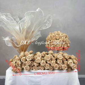 Couleur d'automne personnalisée jaune marron soie Rose Allée Arrangements floraux rangée de fleurs étage de scène coureur de fleurs artificielles - Product Image 2