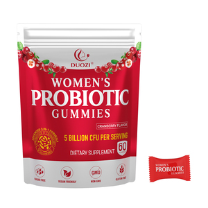 Gummies probiotiques pour femmes DUOZI, 5 milliards d'UFC, saveur canneberge, 60 unités, sans sucre, végétaliennes, sans gluten - Product Image 1