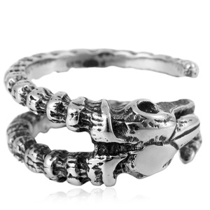 yunnique Men's <b>Titanium</b> Steel Animal Skull <b>Ring</b> Steel Color Adjustable Gift Jewelry - Product Image 4