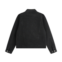 Vente en gros de vestes en jean pour hommes, personnalisables, en coton effet vieilli, style trucker, style western, noires, zippées, coupe ajustée, vierges, décontractées
