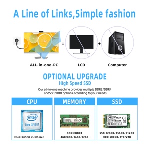 PC <span class=keywords><strong>de</strong></span> jeu LCD 23.8 pouces <span class=keywords><strong>de</strong></span> haute qualité Full Intel Core I3 I5 I7 Setup avec 8 Go 16 Go <span class=keywords><strong>de</strong></span> RAM 1 To Barebone All in One AIO Computers - Product Image 6