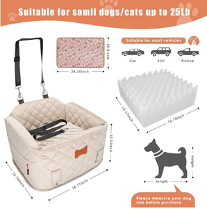 <span class=keywords><strong>Siège</strong></span> <span class=keywords><strong>auto</strong></span> surélevé classique <span class=keywords><strong>pour</strong></span> petits et moyens chiens avec design amovible et lavable, matériau écologique, <span class=keywords><strong>pour</strong></span> le voyage et fixation par ceinture - Product Image 2
