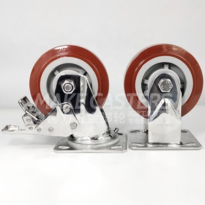 Edelstahl-Rollen räder SUS 304 316 Heavy <span class=keywords><strong>Duty</strong></span> 4 "5" 6 "8" Zoll Schwenk bremse Starre Lebensmittel wagen PU-Platte Industrial <span class=keywords><strong>Caster</strong></span> - Product Image 2