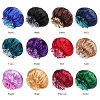 Bonnet de Douche Personnalisé avec Logo Coloré pour le Bain, la Coiffure et la Beauté – Bonnets en Satin Double Couche à Volants et Cordon Ajustable