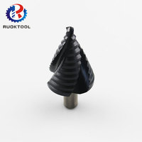 Foret étagé spiralé à trois cannelures en HSS-E M35 Cobalt 5% Nitrure d'aluminium-titane, tige ronde, 11 tailles de diamètre (6 à 38 mm), pour le métal