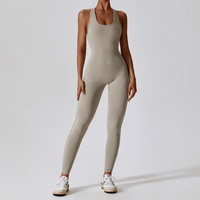 Mono de yoga para mujer, sin costuras, de una pieza, con control de abdomen, ropa deportiva informal, cuello halter, cuello redondo, de secado rápido, muestra gratuita personalizada