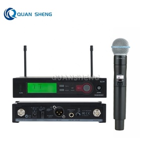 Sistema Microfonico Wireless UHF in Metallo Cardioide Portatile per Palco Karaoke Live Microfono SLX24 BETA58a Beta87 - Product Image 1