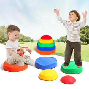 Kids Balance Stepping Stones 5 Pcs Wave Balance Blocks Rainbow Crossing River Stone Sensory Toys Promote Coordination Equipments