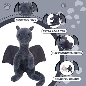 8454 Kawaii Drago Nero Volante Peluche con Coda Lunga, Bambole da Abbracciare, Regali di Compleanno per Bambini, Peluche Drago Nero - Product Image 3