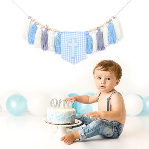 Guirnalda <span class=keywords><strong>de</strong></span> Borlas Cruzadas para Silla Alta, Decoraciones para la <span class=keywords><strong>Primera</strong></span> Comunión <span class=keywords><strong>de</strong></span> Niños, Tema <span class=keywords><strong>de</strong></span> Cruz, Borlas Azules, Guirnalda <span class=keywords><strong>de</strong></span> Cuentas <span class=keywords><strong>de</strong></span> Madera - Product Image 2