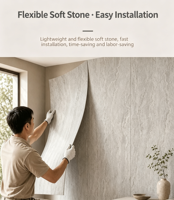 Revêtement mural intérieur souple, panneaux de pierre artificielle flexible en travertin, carreaux modernes d'extérieur en fausse pierre, argile modifiée 3D