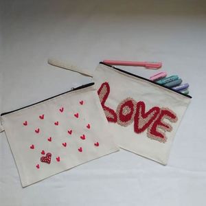 Bolsa de Maquillaje con Cierre de Alta Calidad, Bolsa de Cosméticos de Viaje Personalizada de Algodón, Bolsa de Lona para Brochas con Logotipo Bordado - Product Image 4