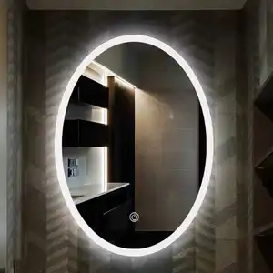 Offre Spéciale Anti-buée Ovale Rond Bain Miroir Écran Tactile Mur Capteur Smart Led Salle De Bains Miroir Avec Lumière