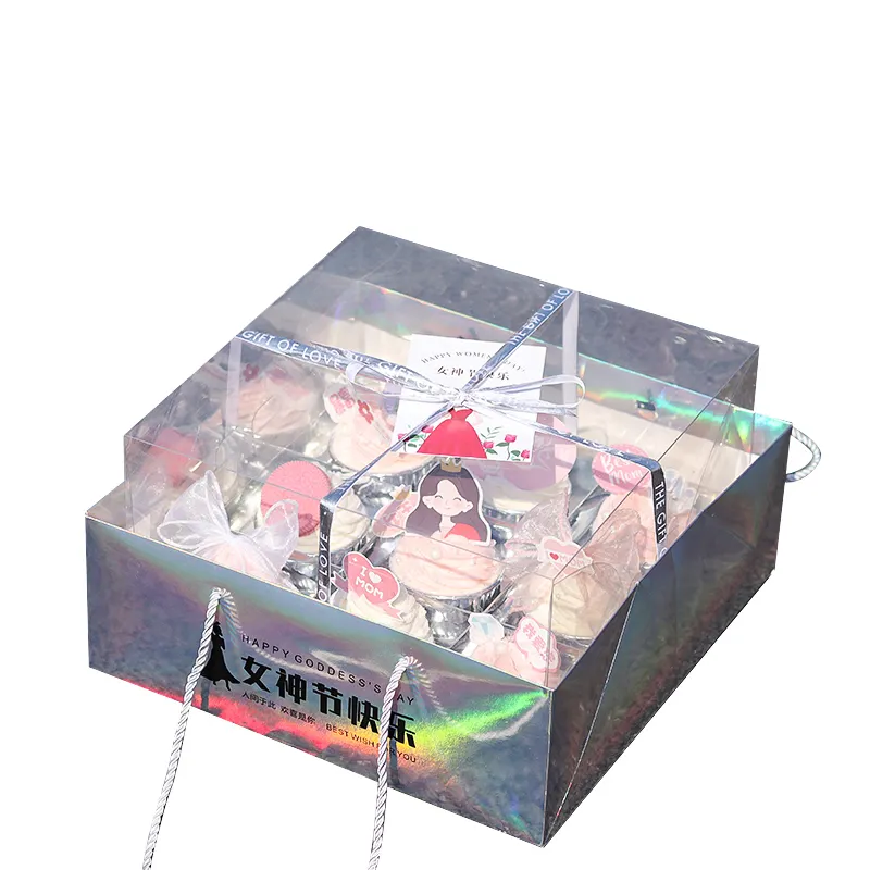 Emballage de Cupcake de taille personnalisée, grande boîte-cadeau transparente carrée Rectangle couvercle Transparent boîte à chapeaux en carton laser