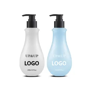 Kunden spezifische 240ml 8oz PET Kunststoff weiße Glühbirnen form Pump flaschen für Körper creme Shampoo Lotion Verpackung