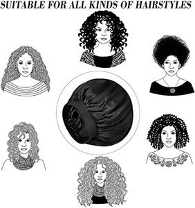 Lingsheng Logo personalizzato Private Label bellezza dei capelli delle donne Extra Large cuffia di raso con Logo coulisse per cuffia - Product Image 6