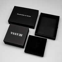 Boîte à bijoux noire de luxe personnalisée avec logo, en carton écologique, pour bagues, colliers et boucles d'oreilles, vente en gros, emballage cadeau