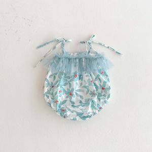 Bébé été nouveau <span class=keywords><strong>maillot</strong></span> <span class=keywords><strong>de</strong></span> <span class=keywords><strong>bain</strong></span> à plat imprimé doux pour les filles gaze col en dentelle <span class=keywords><strong>combinaison</strong></span> à bretelles - Product Image 4