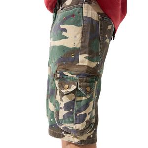 Pantalones Cortos Cargo de Mezclilla de Algodón con Camuflaje Retro Desgastado de Alta Calidad para Hombre, con Múltiples Bolsillos con Cremallera, Estilo Holgado y Personalizado - Product Image 5