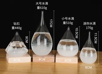 Meilleure Vente : Baromètre Artisanal en Verre, Prédiction Météo, Verre à Tempête Goutte d'Eau, Logo Personnalisé, Support en Bois, Décoration Maison, Cadeau