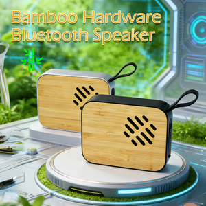 Haut-parleur <span class=keywords><strong>Bluetooth</strong></span> en bois carré simple en bambou et acier inoxydable, design créatif personnalisé - Product Image 1