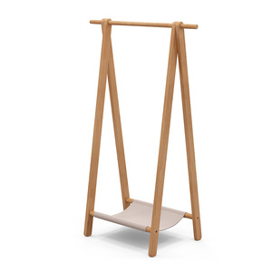 Perchero de madera maciza de estilo escandinavo, color natural, perchero de pie para sala de estar, dormitorio, diseño minimalista - Product Image 3