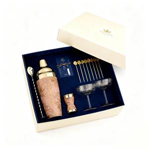 Set di Cocktail <span class=keywords><strong>Shaker</strong></span> Bar personalizzato per Cocktail in vetro oro Martini <span class=keywords><strong>Shaker</strong></span> con gli occhiali Jiggle per Home Bar - Product Image 2