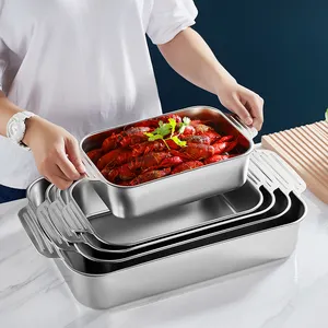 Новое поступление 2022, Квадратная тарелка с плоским дном для еды, противень для выпечки из нержавеющей стали для кухни
