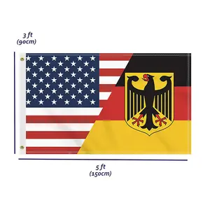 Custom Flag USA German Flag, Large 150D America Germany Coat of Arms Outdoor Banner