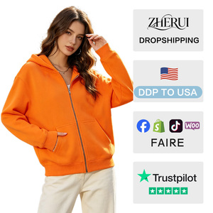 เสื้อฮู้ดซิปสีพื้น 500 GSM สำหรับผู้หญิง สไตล์ลำลอง ขายตรงจากโรงงาน - Product Image 2