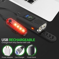 Feux avant/arrière de vélo transfrontaliers conçus en ABS, rechargeables par USB, haute luminosité, étanches, alimentés par batterie pour la conduite nocturne en montagne