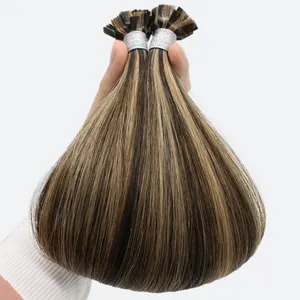 Ruw Haar Groothandel Fabriek Keratine Platte Punt Rechte Lichtdij Kleur Dubbel Getrokken Topkwaliteit K Tip Human Hair Extensions