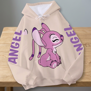 Unisex Women's Hoodie Stitch Angel Monster Cartoon Print Pullover Cute Harajuku Style Pocket S - Product Image 3