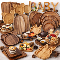 Plateau de service en bois d'acacia sur mesure, plateau en bois, plats de service, assiettes, plateau de service en bambou pour le café