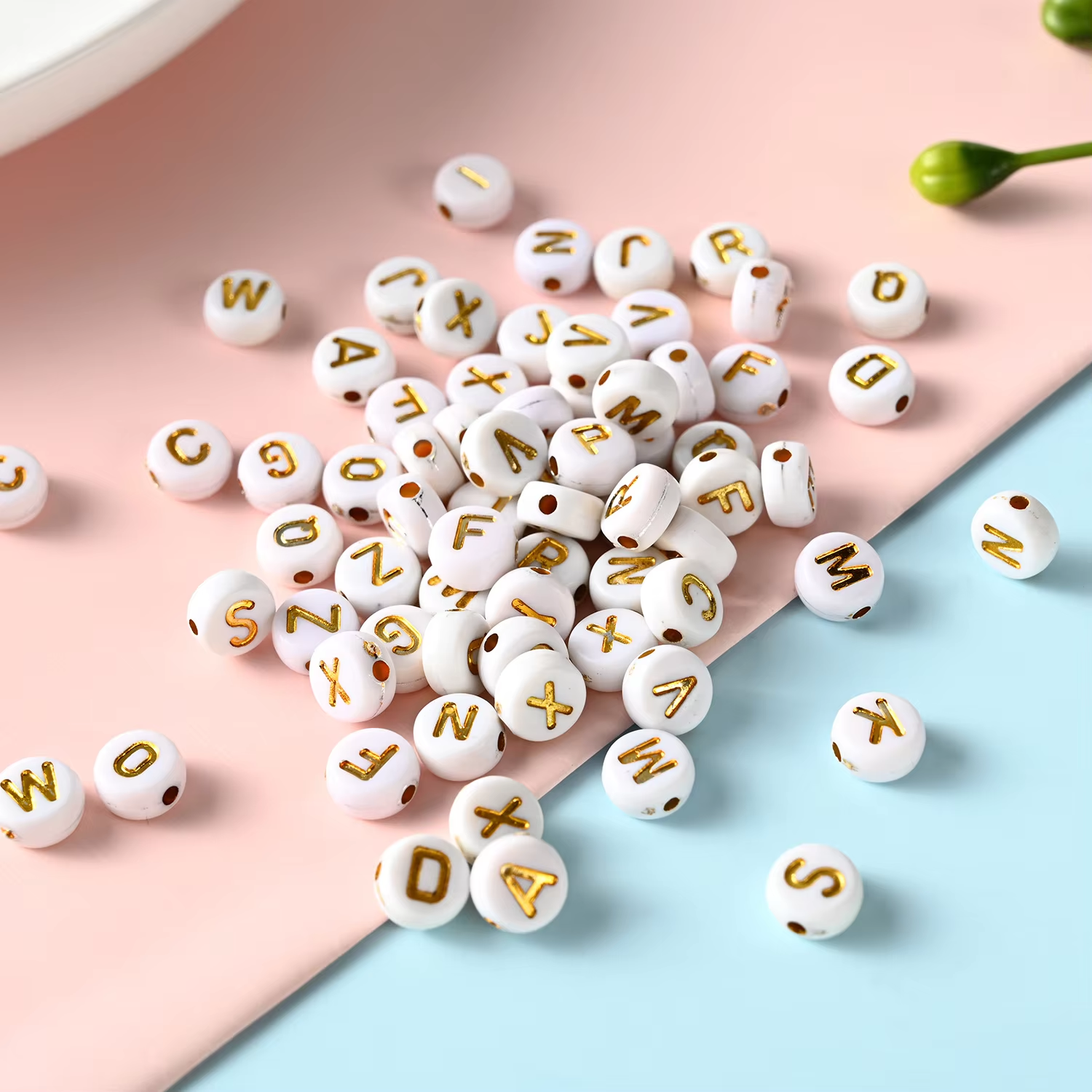 2 White with Golden Letter Mixed
