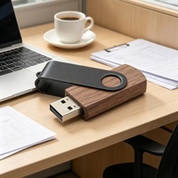 Memoria USB de Madera OEM con Logotipo Personalizado, Memoria USB Giratoria de Metal de 128GB 64GB 32GB 16GB 8GB 4GB 2GB 1GB, Fabricante de Memorias USB