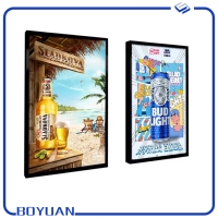 Boîte à lumière LED ultra-fine avec cadre en aluminium, cadre d'affichage lumineux pour magasin de détail, hall d'hôtel et mur de restaurant