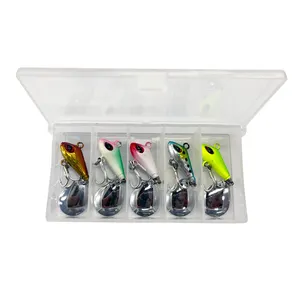 Nouvel arrivage kit de leurres de pêche en métal VIB de 6.5g Spinner cuillère rotative coulante broche Crankbait paillettes appâts ensemble de matériel de pêche