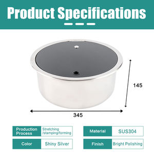 JDA Rond Premium SS304 Acier inoxydable Bol unique RV Lavabo évier pour Van RV Camper Camping-car Caravane - Product Image 2