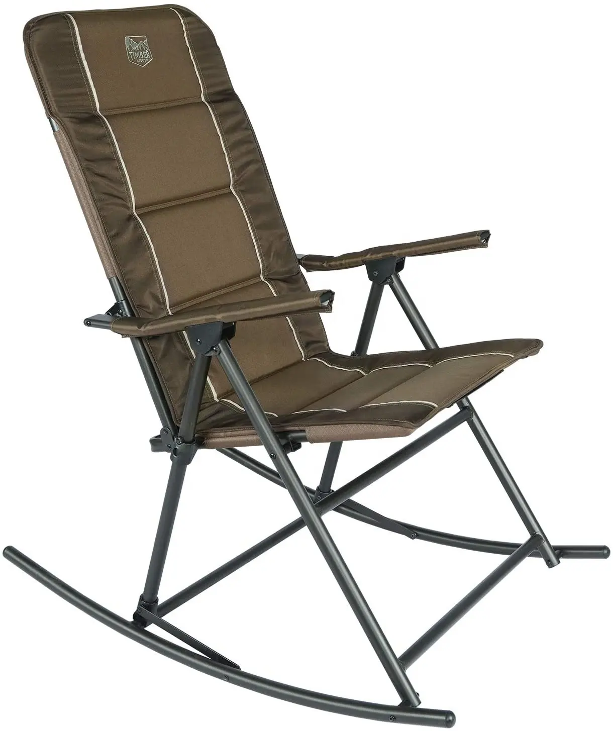 Brown Folding Comfortable And Enjoy Life Camping Rocking Chair With Hard Armrest
