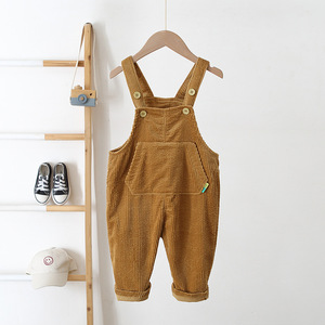 Pantalon en velours côtelé marron décontracté pour bébé et tout-petit avec poches, salopette pour garçon - Product Image 3