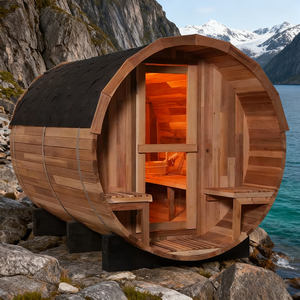 Harga Bagus 4 orang luar ruangan terapi lampu merah Sauna luar ruangan barel pada desain baru dengan eksterior Hemlock gaya baru - Product Image 1