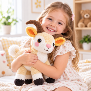 Peluche de <span class=keywords><strong>Cabra</strong></span> Personalizado <span class=keywords><strong>con</strong></span> <span class=keywords><strong>Cuernos</strong></span> Marrones Curvos y Pezuñas Negras, Animal de Granja de Peluche, Regalo - Product Image 2
