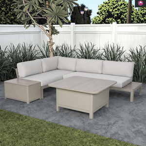 Ensemble de meubles de canapé d'angle d'extérieur en aluminium moderne avec table de seau à glace pour cour, hôtel, jardin, matériau métallique - Product Image 2